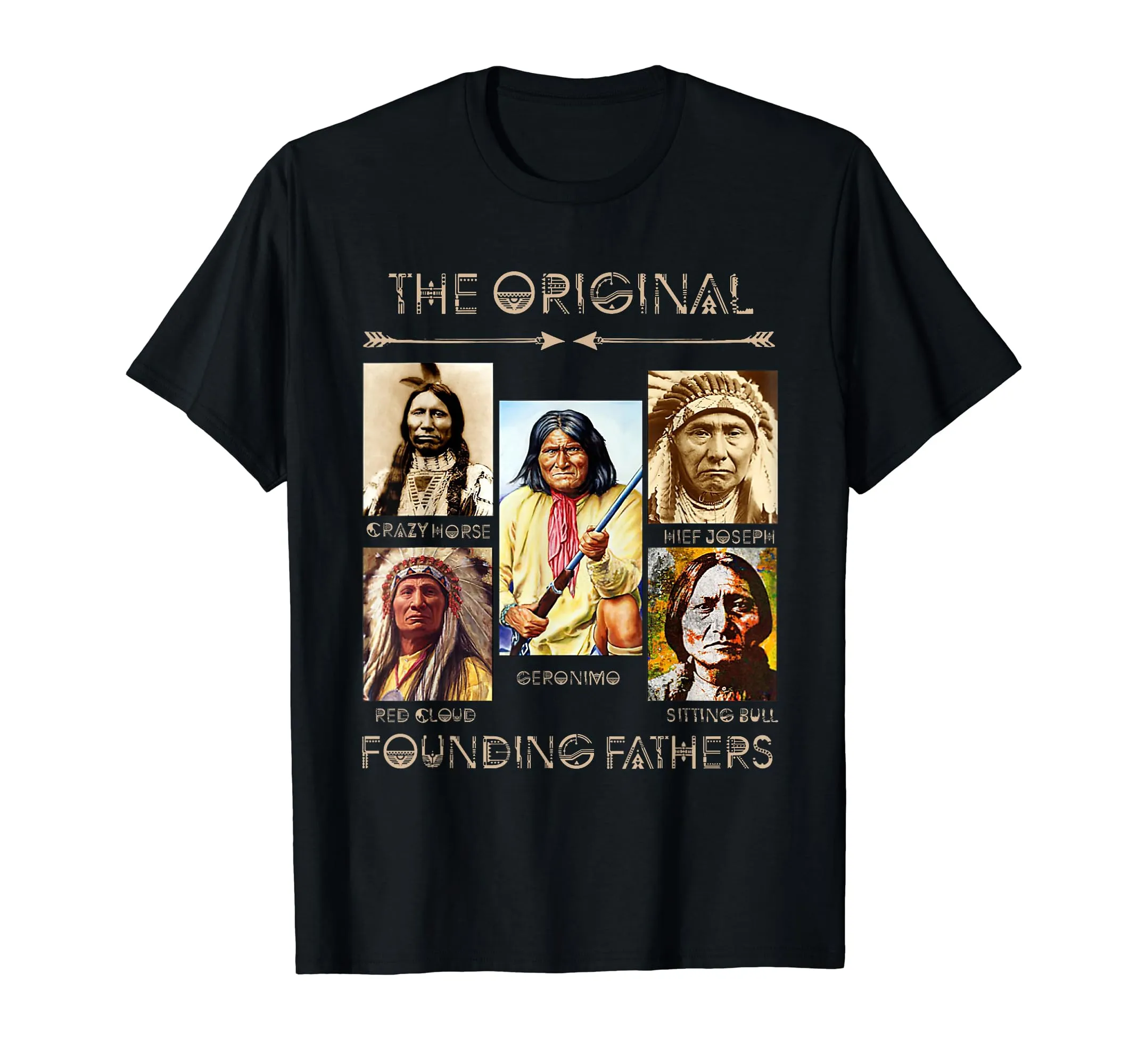 Original Founding Fathers Native American T-Shirt - Distressed Headdress Design, Classic Fit