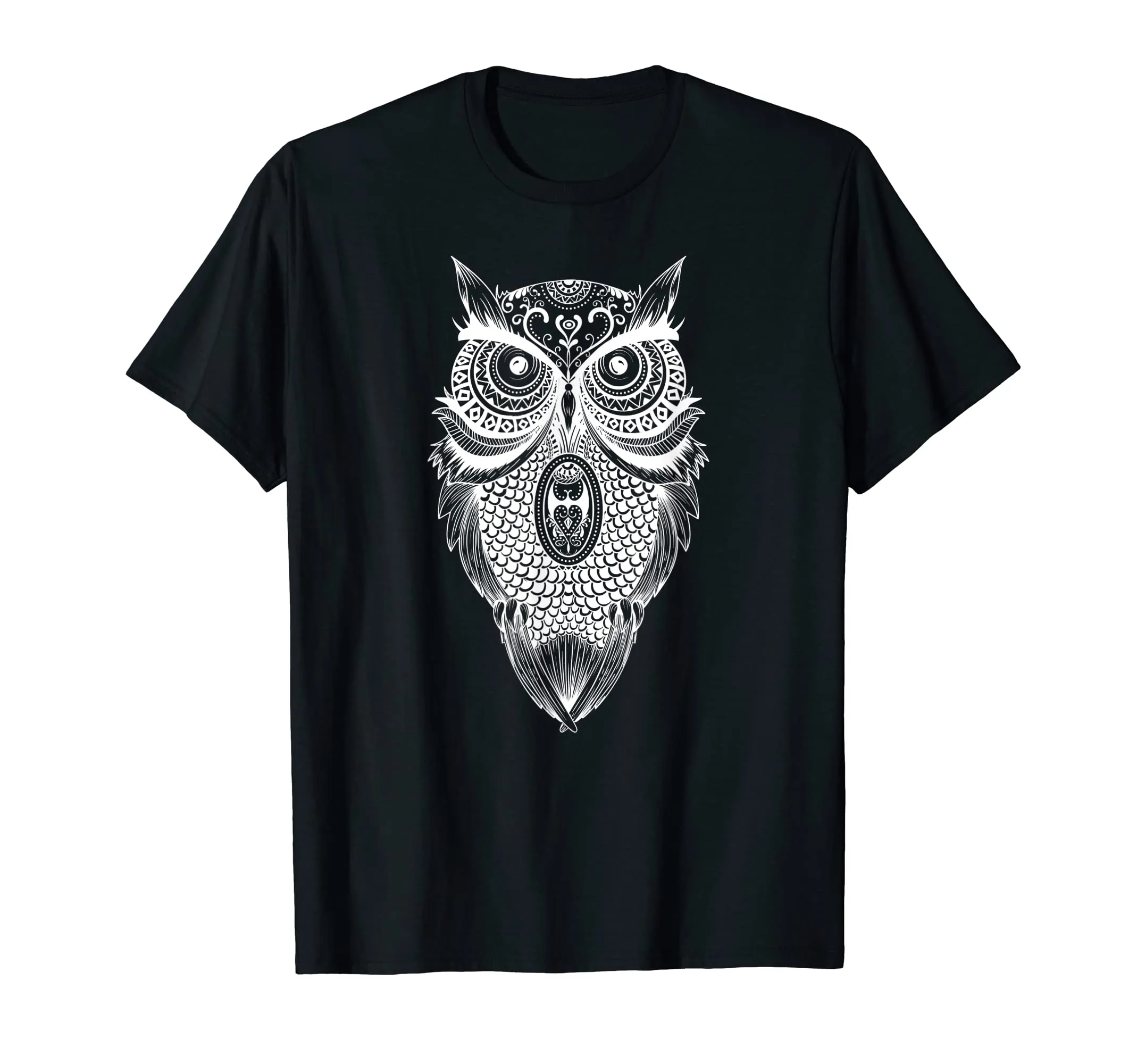 Owl Mandala & Yoga Meditation T-Shirt for Nature Lovers, Native American Shamanic Design