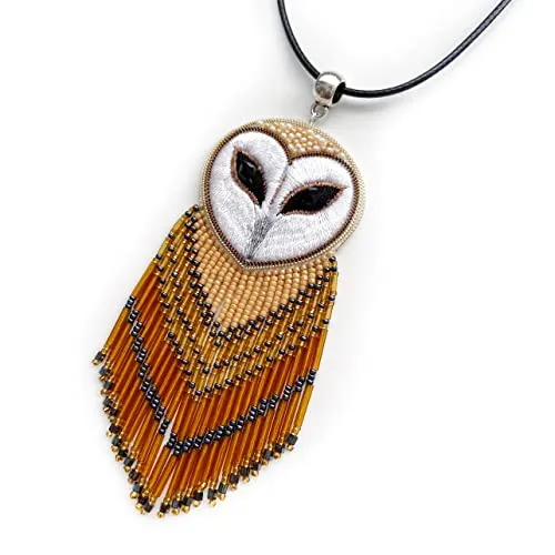 Owl Necklace in Native American Style, Boho Pendant, Lightweight & Hypoallergenic Clasp