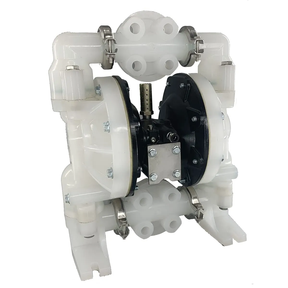 Polypropylene Air-Operated Double Diaphragm Pump, PTFE Diaphragms, 120psi, 72 GPM, 1' Inlet/Outlet