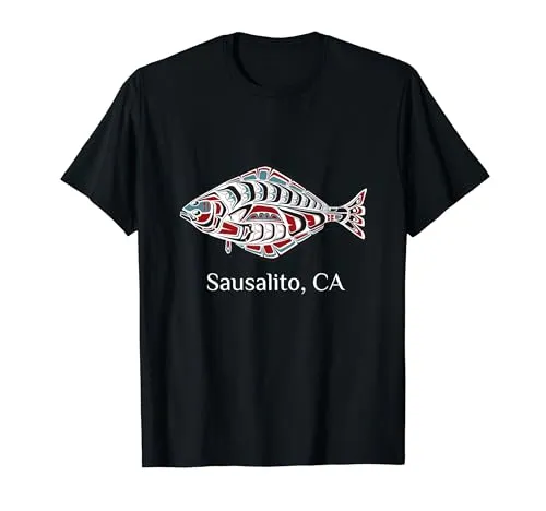 Sausalito California PNW Native American Halibut Tribal T-Shirt - Lightweight Classic Fit