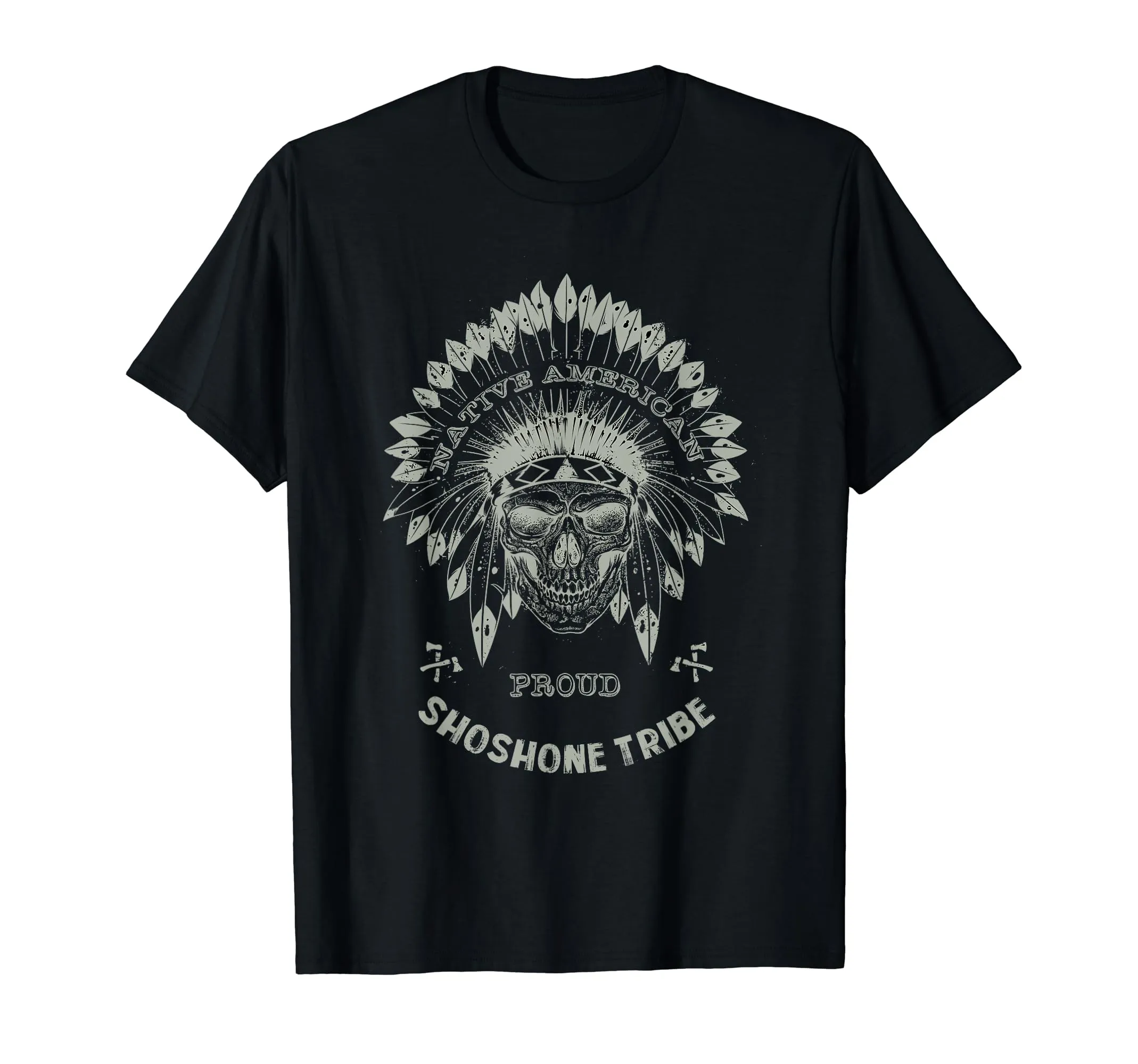 Shoshone Tribe Native American Skull T-Shirt - Celebrate History, Lightweight Classic Fit