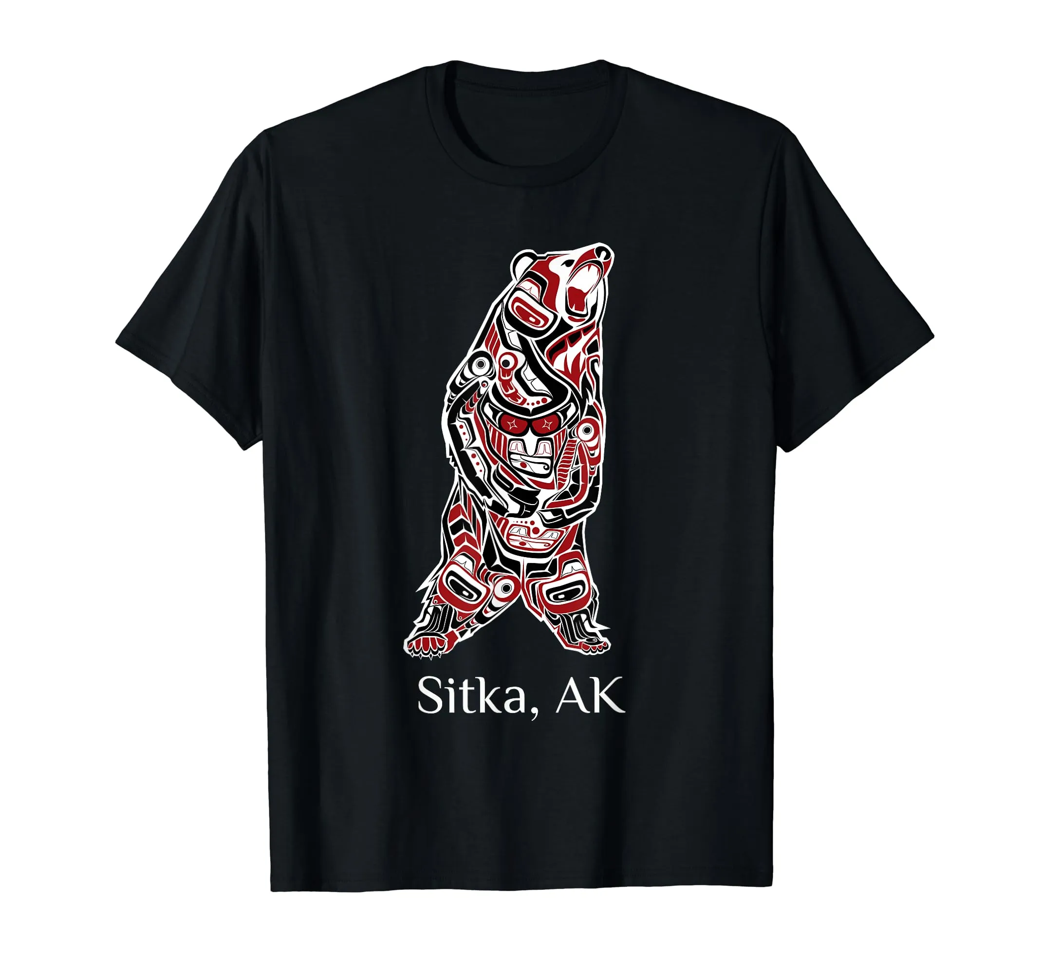 Sitka Alaska Native American Grizzly Bear T-Shirt, Lightweight Classic Fit, Tribal Art Design