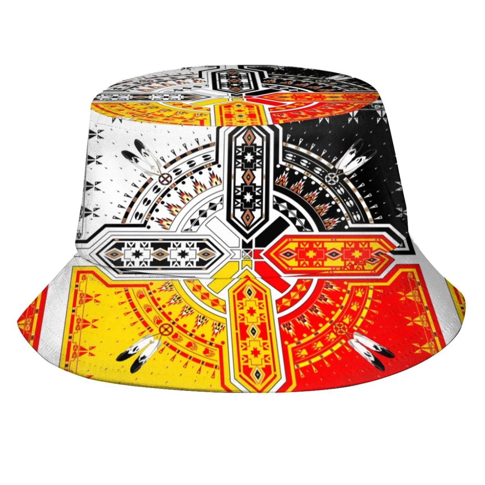 Southwest Native American Bucket Hat, Unisex Reversible, Summer Style, Lightweight Polyester, 56-58cm