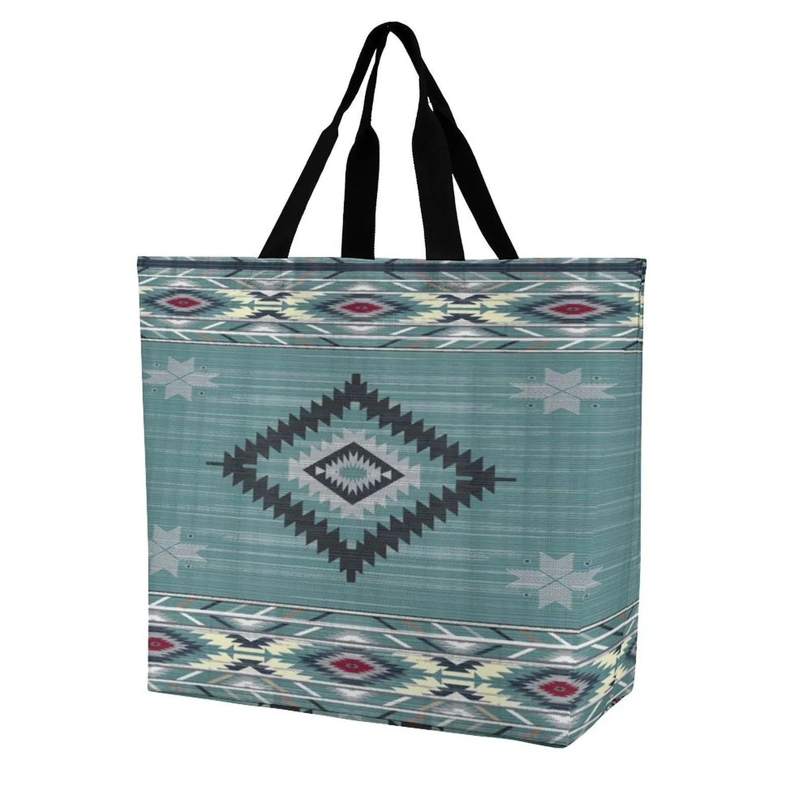 Southwestern Aztec Tribal Large Tote Bag - Women's Casual Purse, 15.7x15.7in, Durable & Lightweight