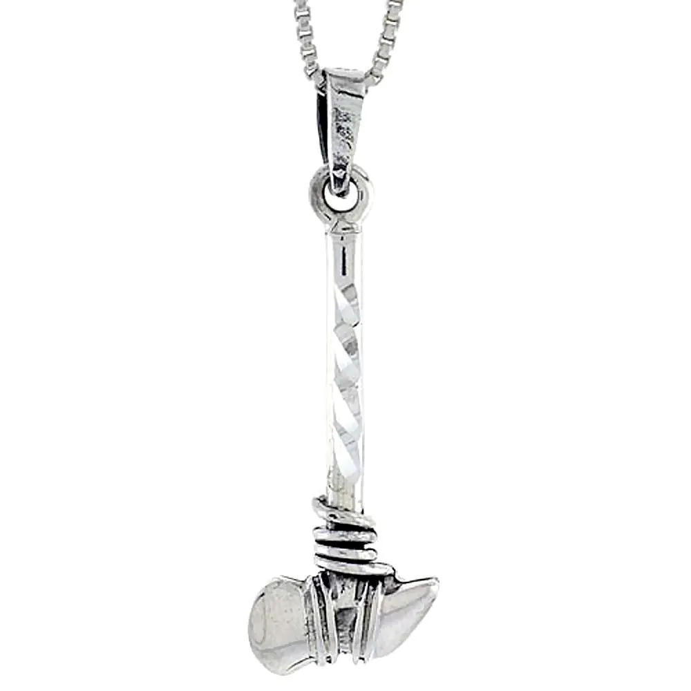 Sterling Silver Native American Stone Tomahawk Pendant, 1 1/16' Tall, Stunning Detail & Craftsmanship