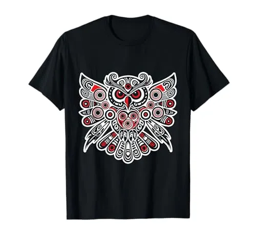 Tribal Owl Art Cultural Pride Native American-Inspired T-Shirt - Lightweight Classic Fit