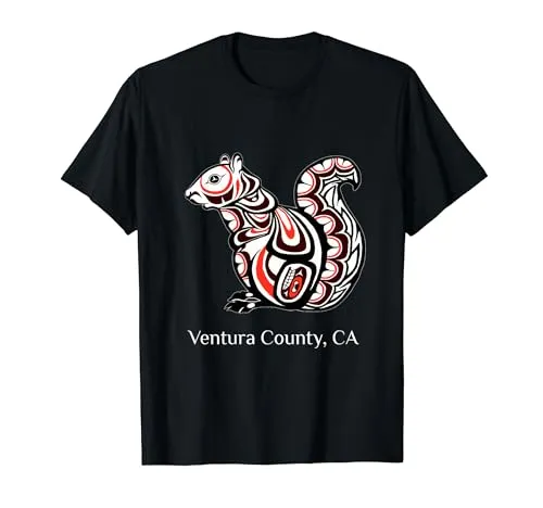 Tribal Squirrel T-Shirt - Ventura County Native American Design, Lightweight Classic Fit, CA