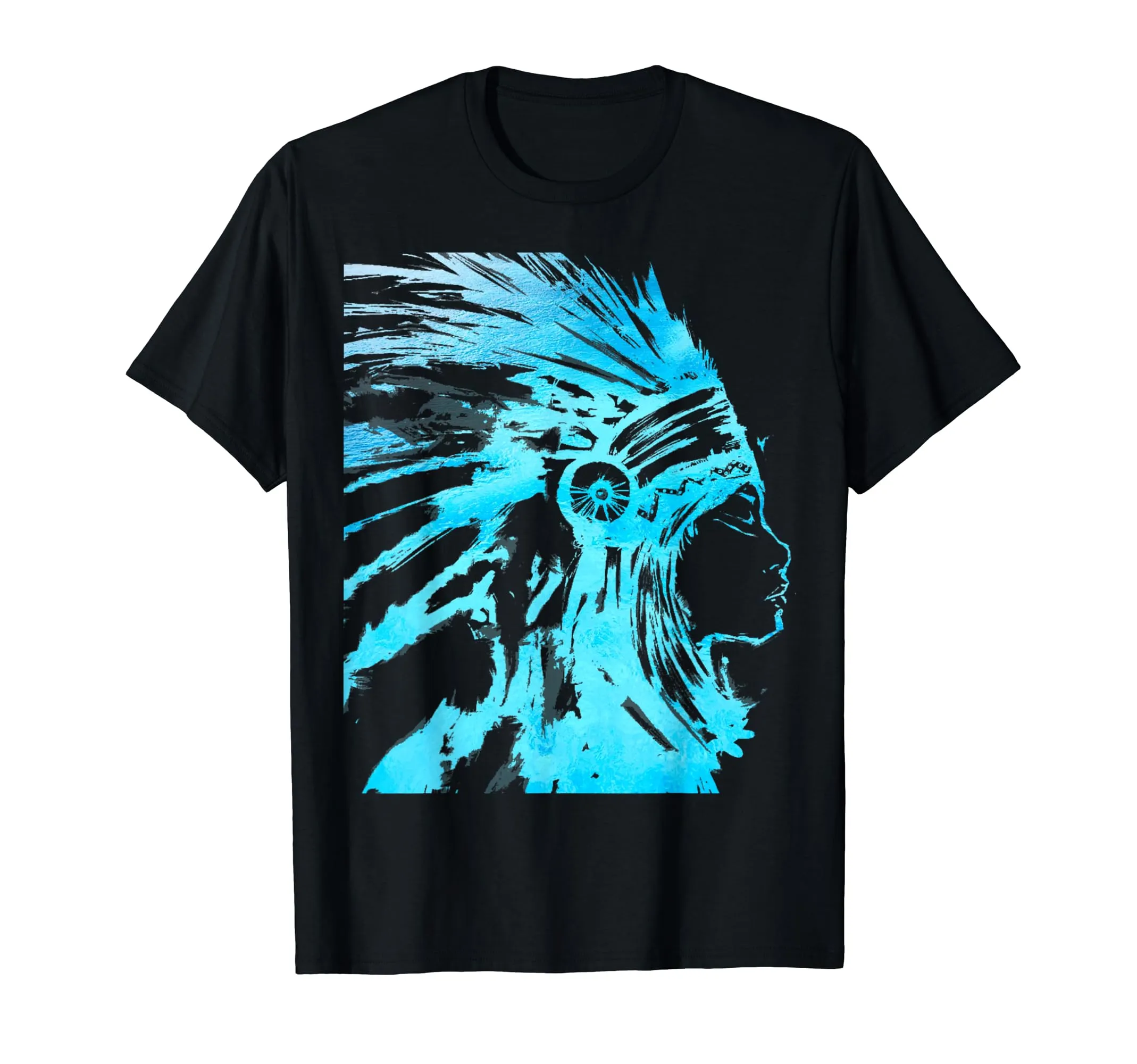 Turquoise Headdress T-Shirt for Proud Americans - Classic Fit, Eye-Catching Native Art