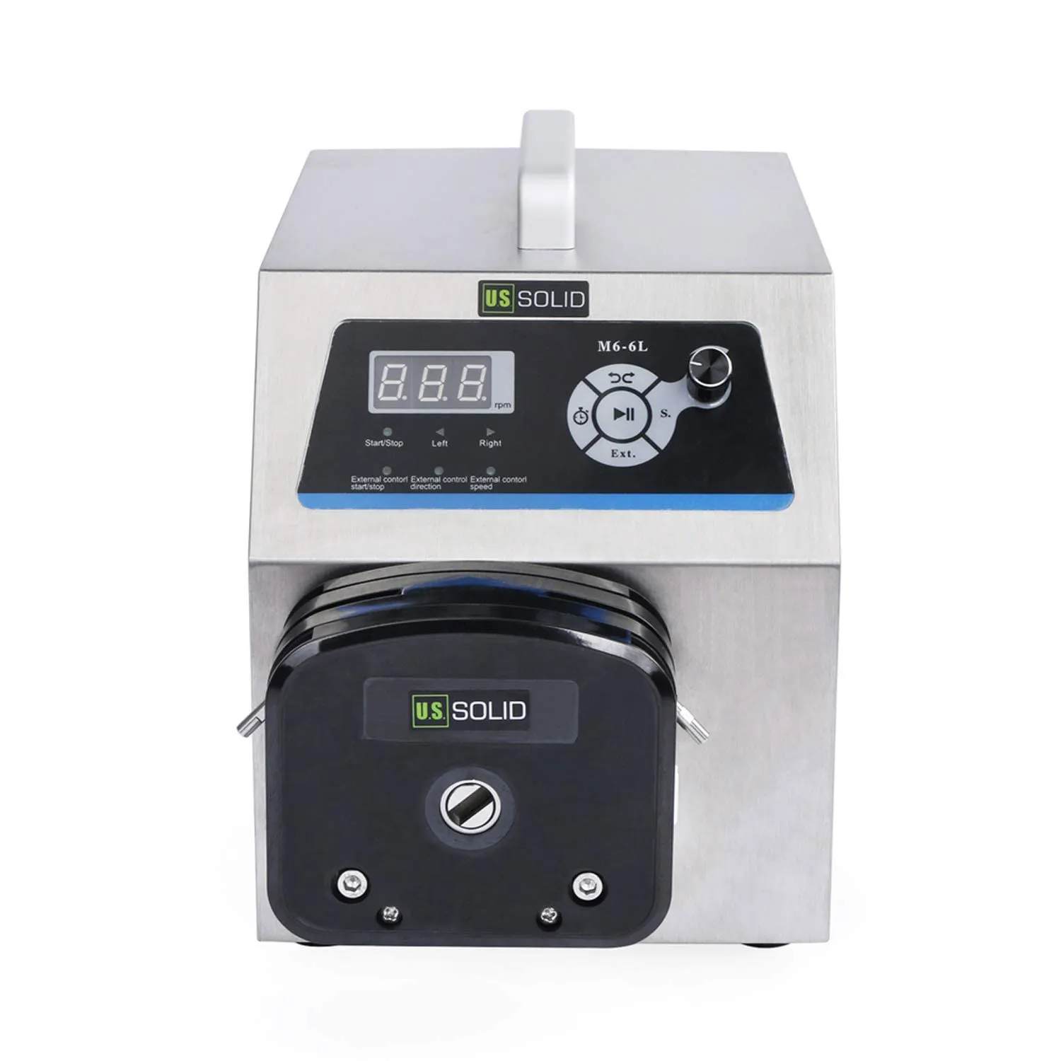 U.S. Solid Industrial Peristaltic Pump, 0.3-6000 ml/min, 0.1-600 RPM, 304 Stainless Steel, LED