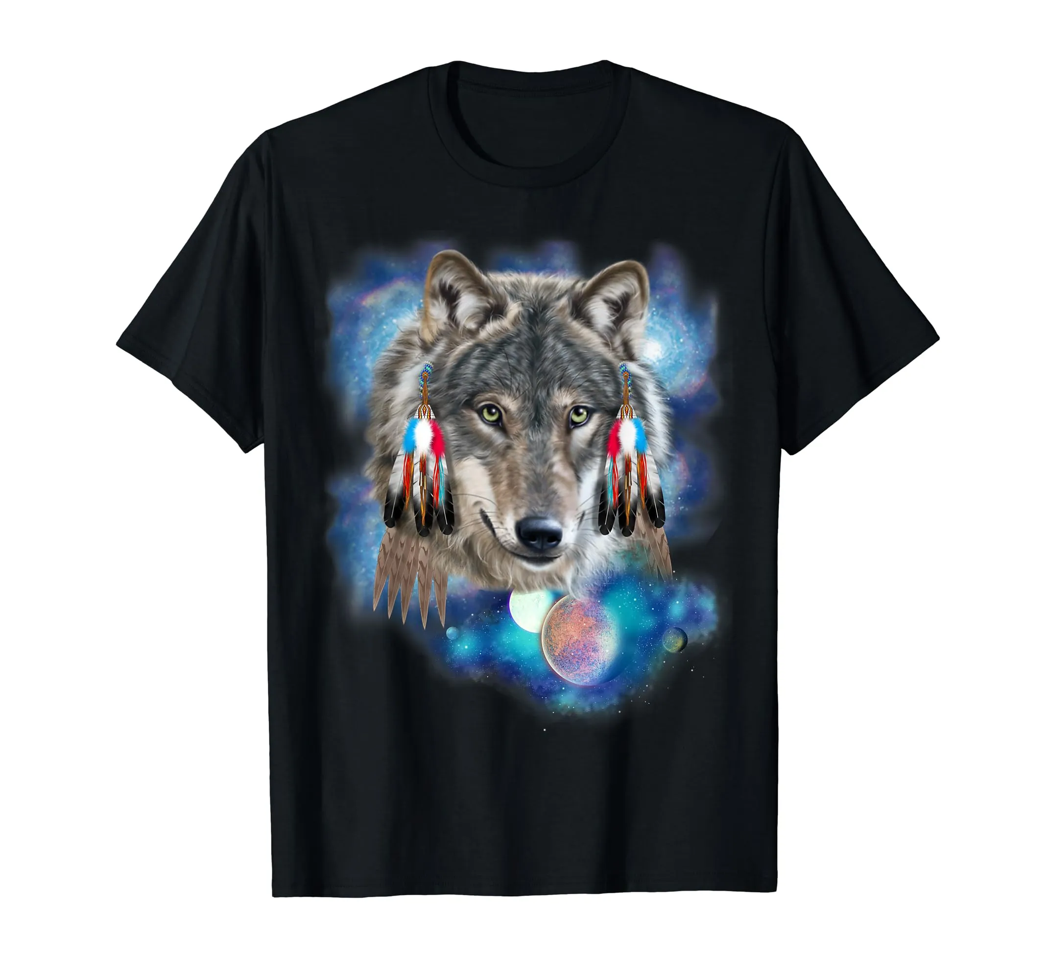 Wolf Cosmos Native American Wolves Spirit Animal T-Shirt - Lightweight Classic Fit Gift