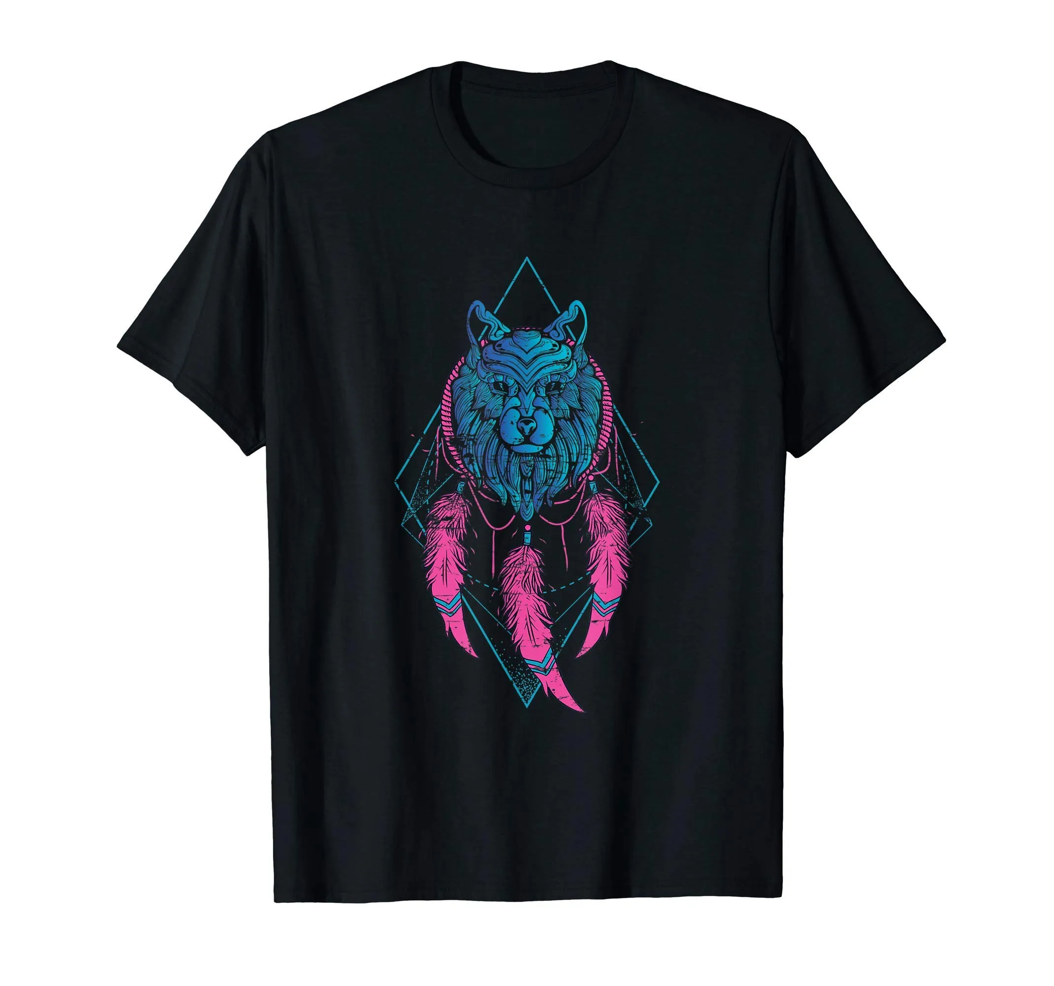 Wolf Spirit Animal Dreamcatcher T-Shirt for Native American Fans, Lightweight Classic Fit