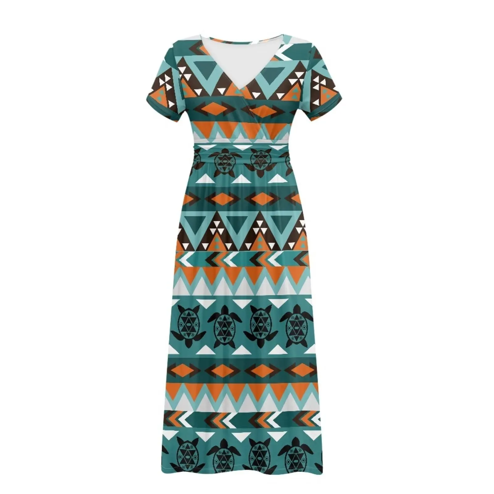 Women's Aztec Dress V-Neck Casual Maxi Dress 3X-Large - Soft, Lightweight, Breathable Fabric