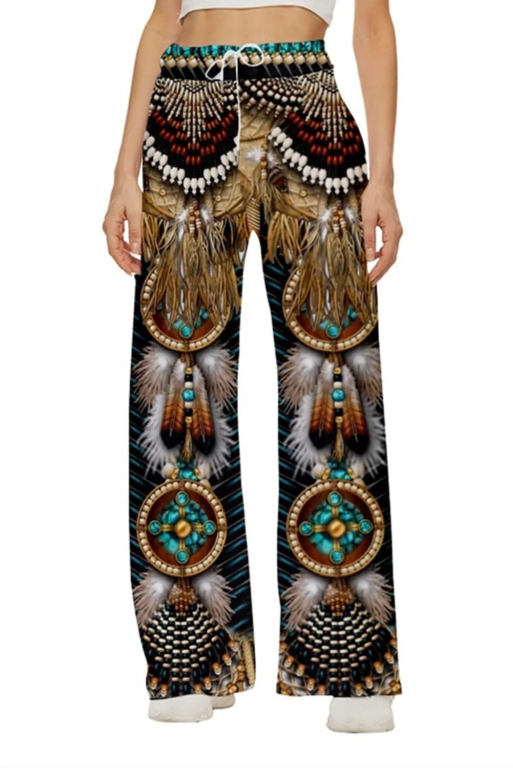 Women's Native American Indian Yoga Pants XX-Large - Comfortable, High-Waisted Capri Trousers