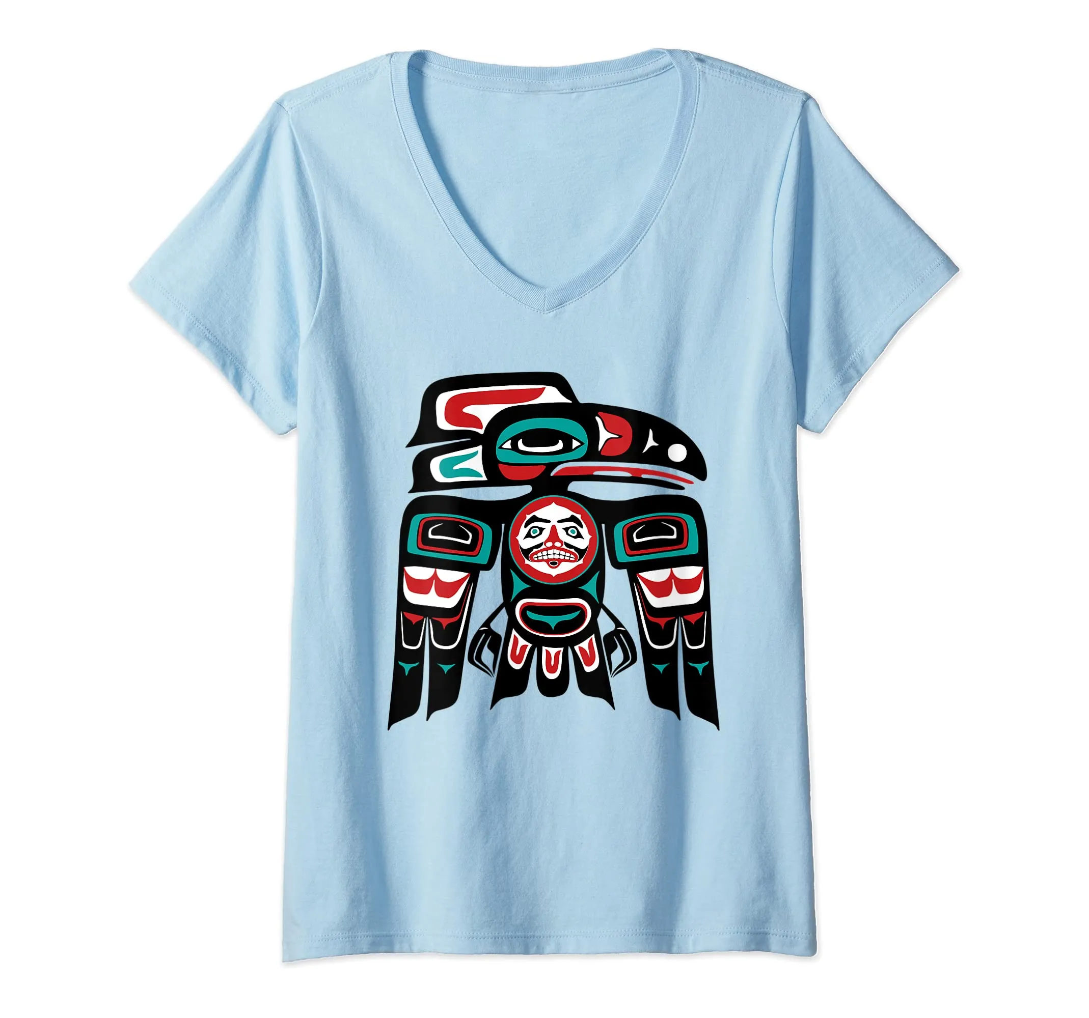 Womens Raven Haida Tlingit Totem V-Neck T-Shirt - Native American Indigenous Pride Apparel