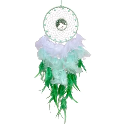 Woven Dreamcatchers with Feathers and Crystal Stones - Large Wall Hanging Ornament